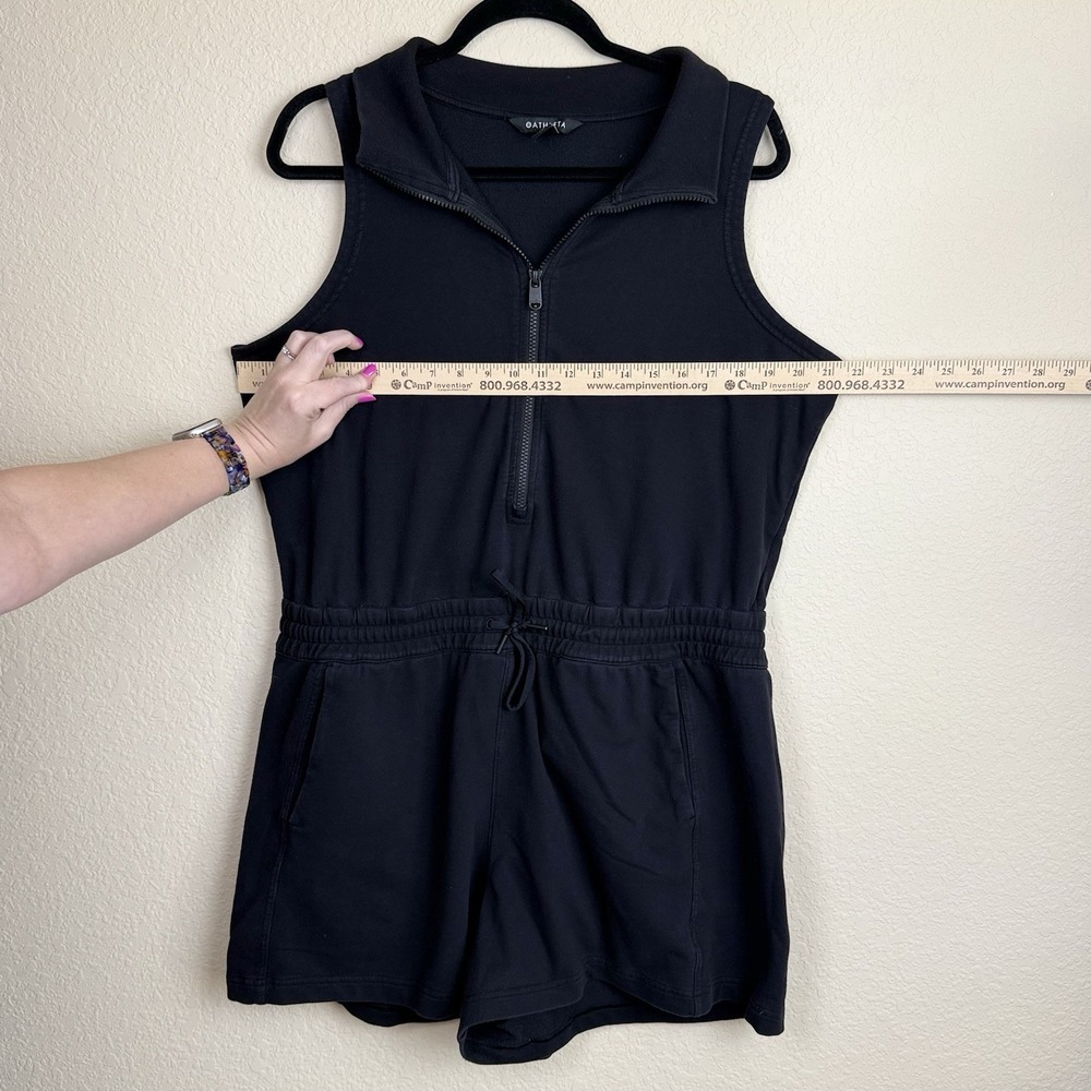 Athleta Retroterry Romper Black Zip Front Athleisure Preppy Sz XL Tennis Sporty - Picture 3 of 9